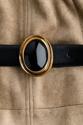Robe à la finition grattée avec ceinture - Beige — photo 2