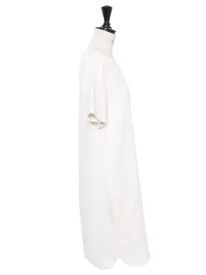 Robe "Scalloped" manches courtes droite en lin blanc Prix boutique 1200€ Taille 38 — photo 3