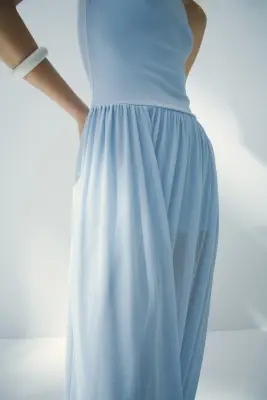 Robe bandeau avec base à effet boule - Bleu clair — photo 3