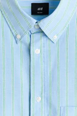Relaxed Fit Oxford shirt - Bleu clair/rayé — photo 4