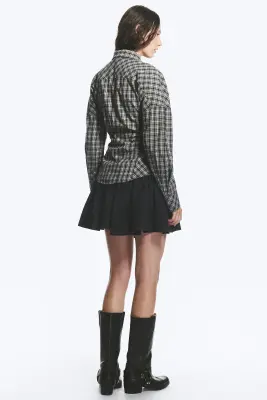 Chemise Trapèze Cintrée - Noir/Gris à carreaux — photo 3