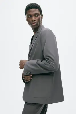 Veste Relaxed Fit à fermeture droite - Gris foncé — photo 4