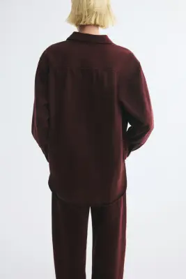 Chemise oversize en denim - Bordeaux — photo 2