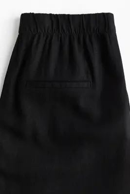 Pantalon large en lin mélangé - Noir — photo 1