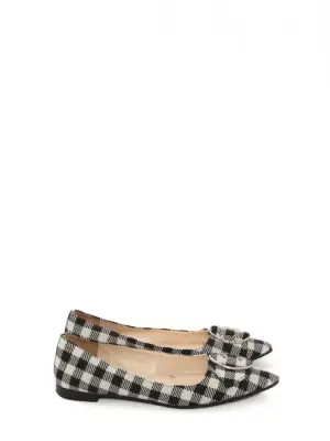 Ballerines bout pointu en laine à carreaux noir et blanc Prix boutique 830€ Taille 36 — photo 1