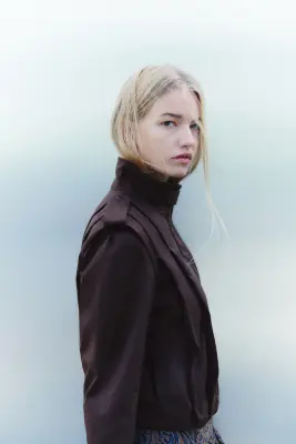 Veste oversize plissée - Marron foncé — photo 3