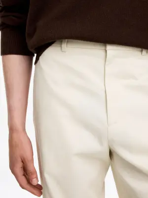 Pantalon décontracté en sergé de coton - Blanc cassé — photo 3