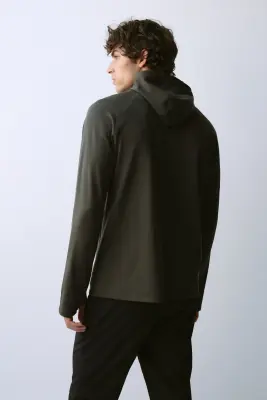 Veste de sport chaude avec capuche ThermoMove™ - Olive foncé — photo 3