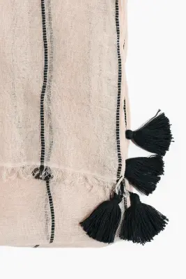 Écharpe en lin - Beige clair/rayé — photo 4
