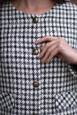 Leontine Tweed Jacket - Black white gold — photo 9