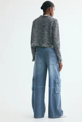 Wide Regular Waist Cargo Jeans - Bleu denim — photo 2