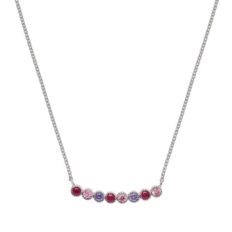 Collier Argent Rhodié - Oxyde de Zirconium Violet rose fuschia Go Mademoiselle 600120
