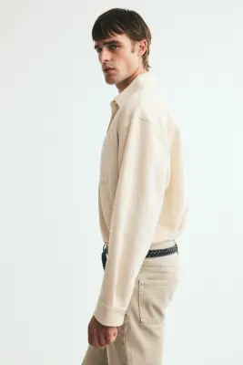 Chemise Relaxed Fit en jersey - Beige clair — photo 4