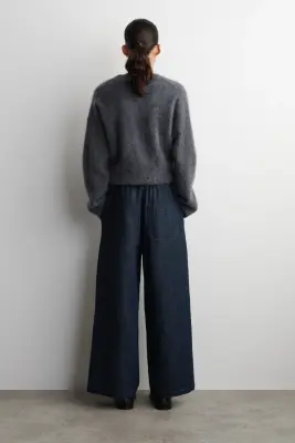PANTACOURT LARGE EN DENIM - BLEU FONCÉ — photo 4