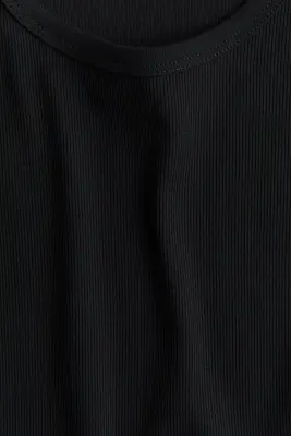 T-shirt côtelé - Noir — photo 2