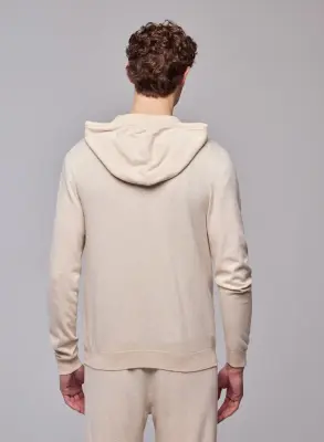 Gilet Beige Capuche Manches Longues en Coton organique / Elasthanne — photo 4