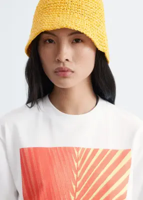 Chapeau en paille tressée - Jaune — photo 1