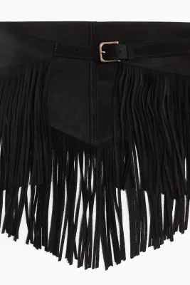Ceinture frangée - Noir — photo 2