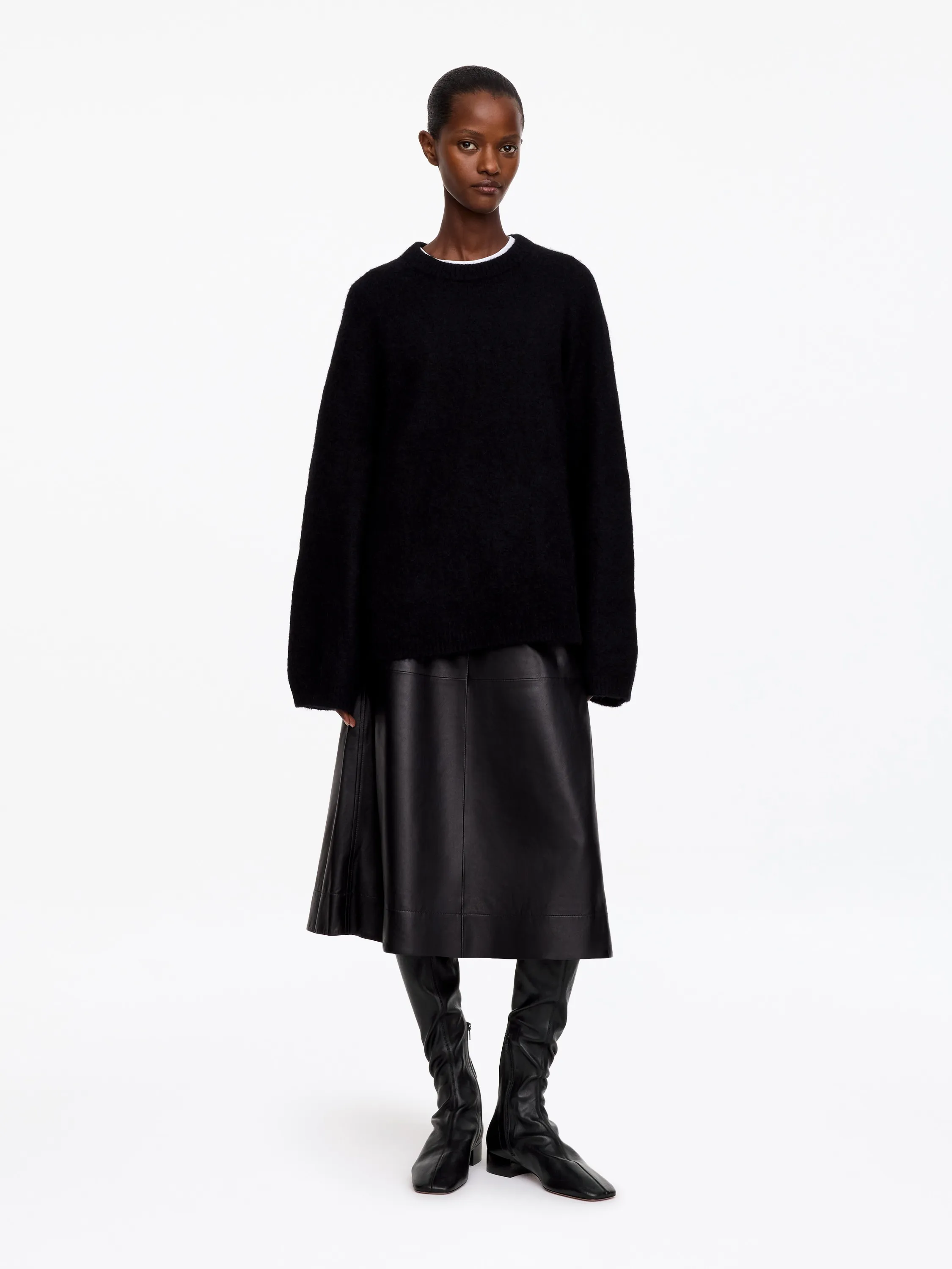 Bottes en cuir extensible - Noir
