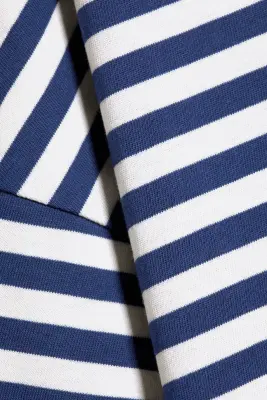 T-shirt en coton à manches longues - Blanc/bleu foncé rayé — photo 4
