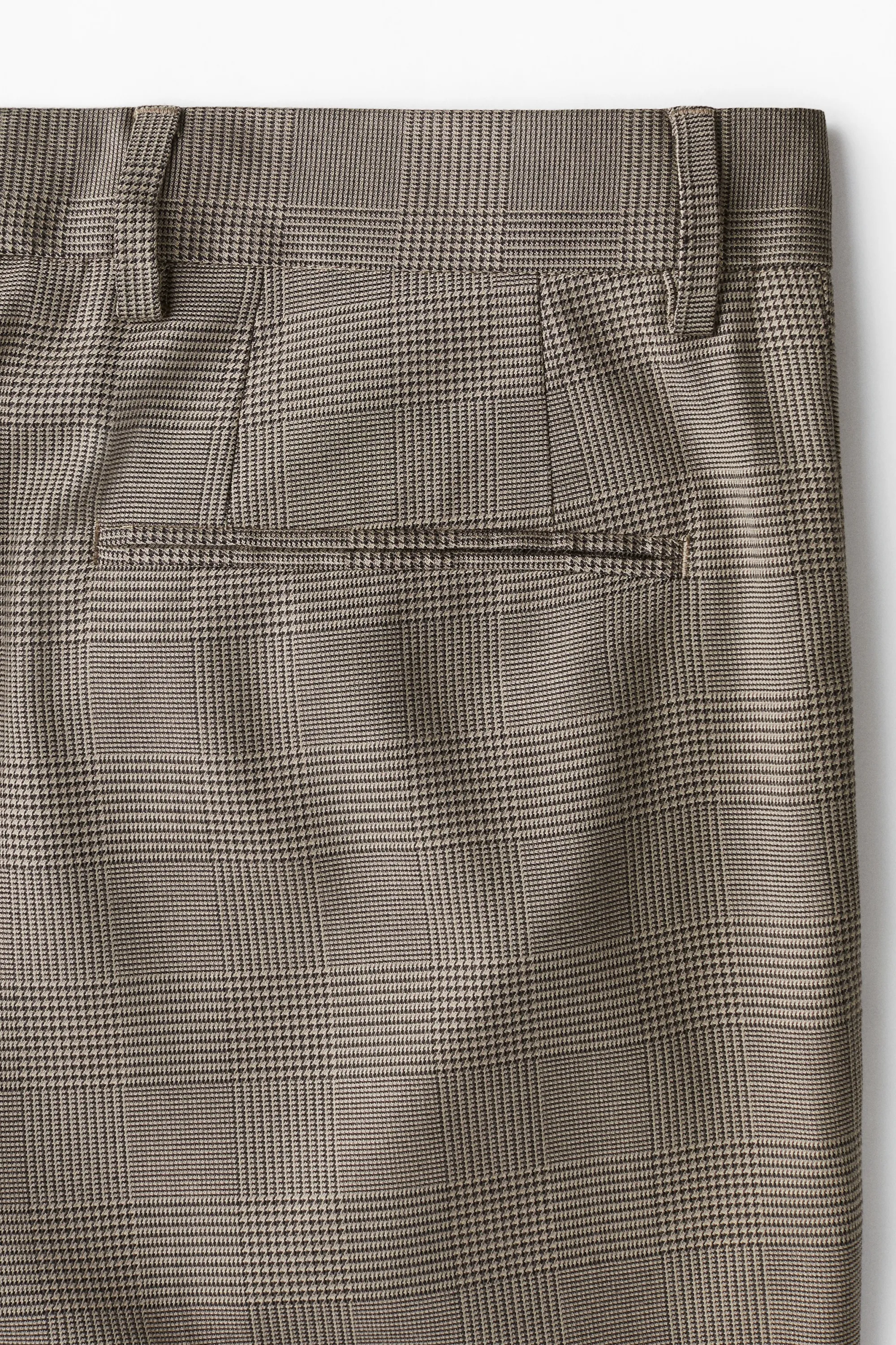 Pantalon de costume Slim Fit - Beige foncé/carreaux