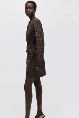 Robe courte - Noir/imprimé léopard — photo 2