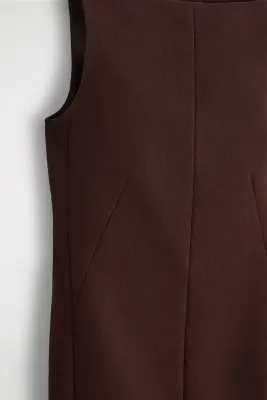 ROBE TAILLEUR MIDI EN LAINE - BRUN — photo 4