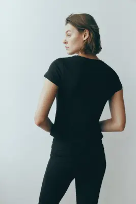 T-shirt en jersey brossé - Noir — photo 3
