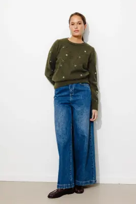 Pull brodé de fleurs Femme — photo 3