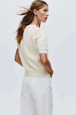 Pull à manches courtes - Beige clair — photo 2