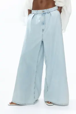 Super Wide Regular Waist Jeans - Bleu denim clair — photo 1