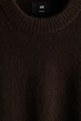 Pull Regular Fit à la finition brossée - Marron foncé — photo 5