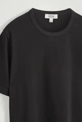 T-SHIRT EN COTON BROSSÉ - NOIR — photo 3