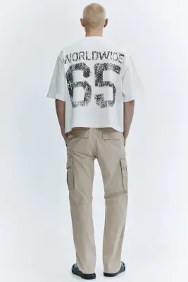 Pantalon cargo Slim Fit - Beige clair — photo 2