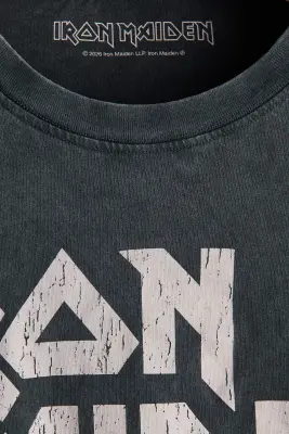 T-shirt imprimé Relaxed Fit en coton - Noir délavé/Iron Maiden — photo 4