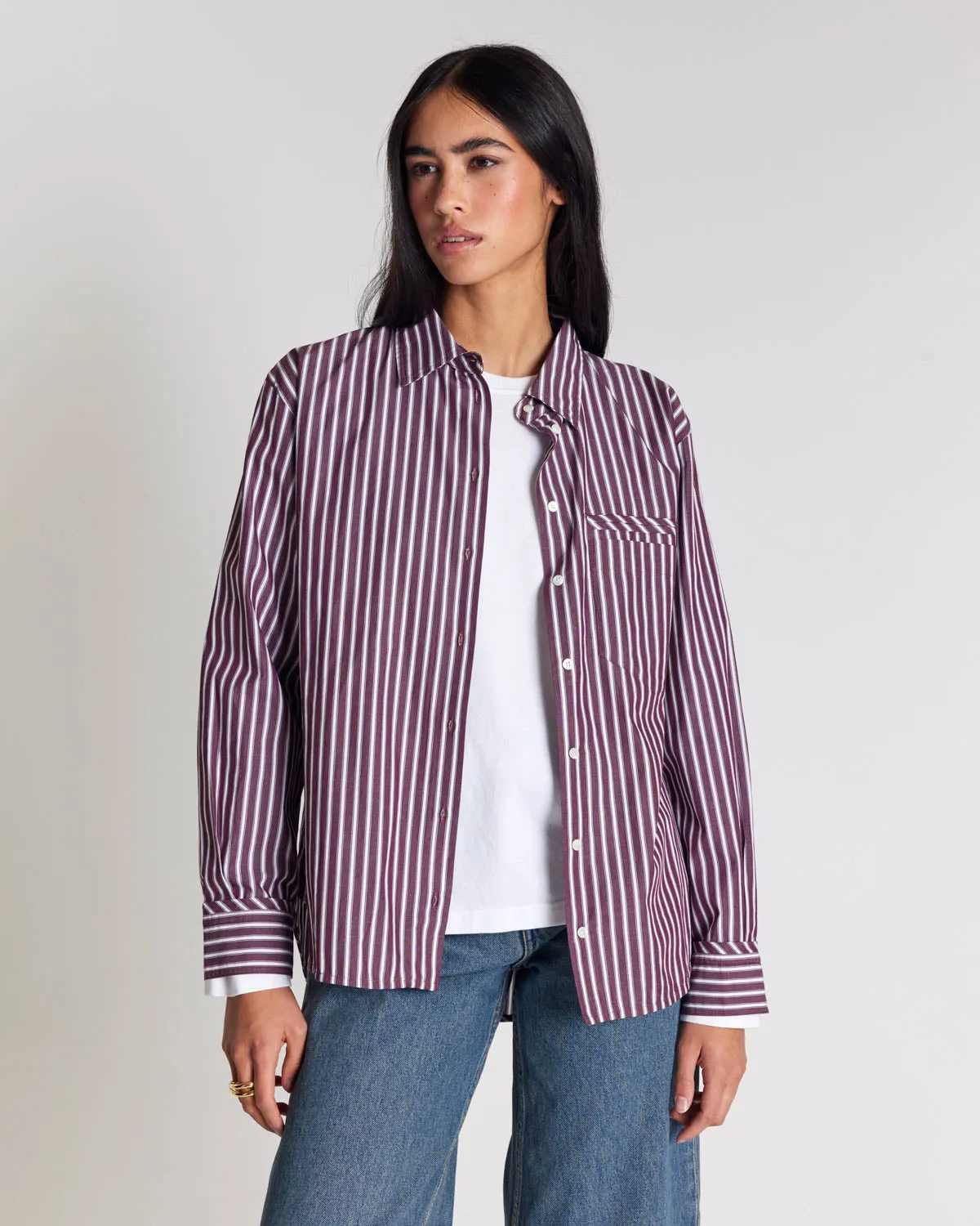 Chemise Stanislas rayures prune