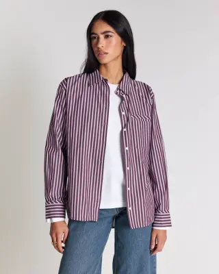 Chemise Stanislas rayures prune — photo 1