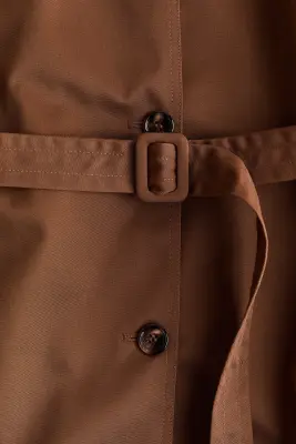 Manteau 3/4 oversize avec ceinture à nouer - Marron — photo 4