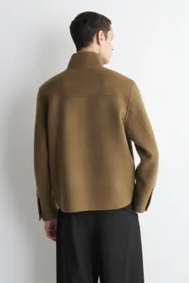VESTE À COL CHEMINÉE EN LAINE DOUBLE FACE - BEIGE FONCÉ — photo 5
