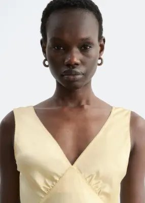 Robe combinaison midi à col en V - Jaune — photo 1