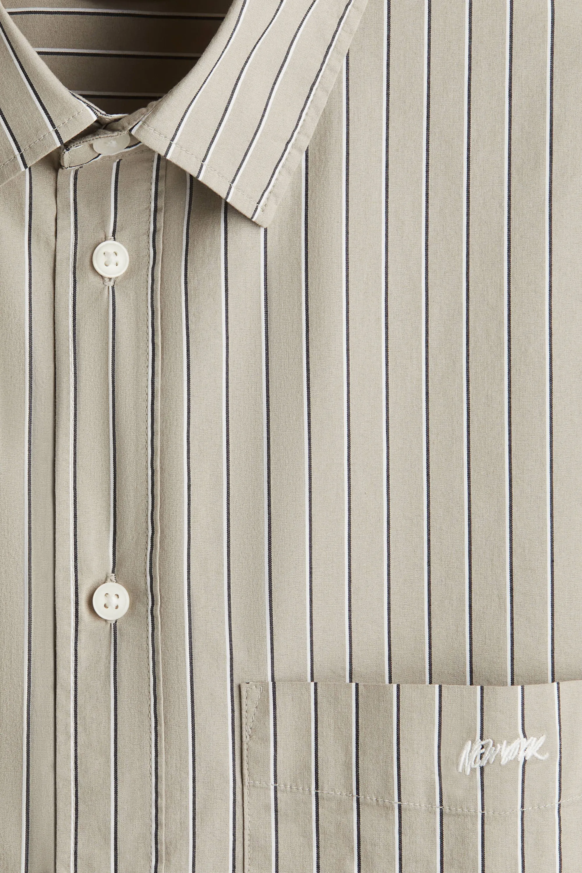 Chemise Loose Fit en popeline - Beige/rayures tennis