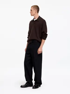 Polo en coton et soie mélangés - Marron — photo 1