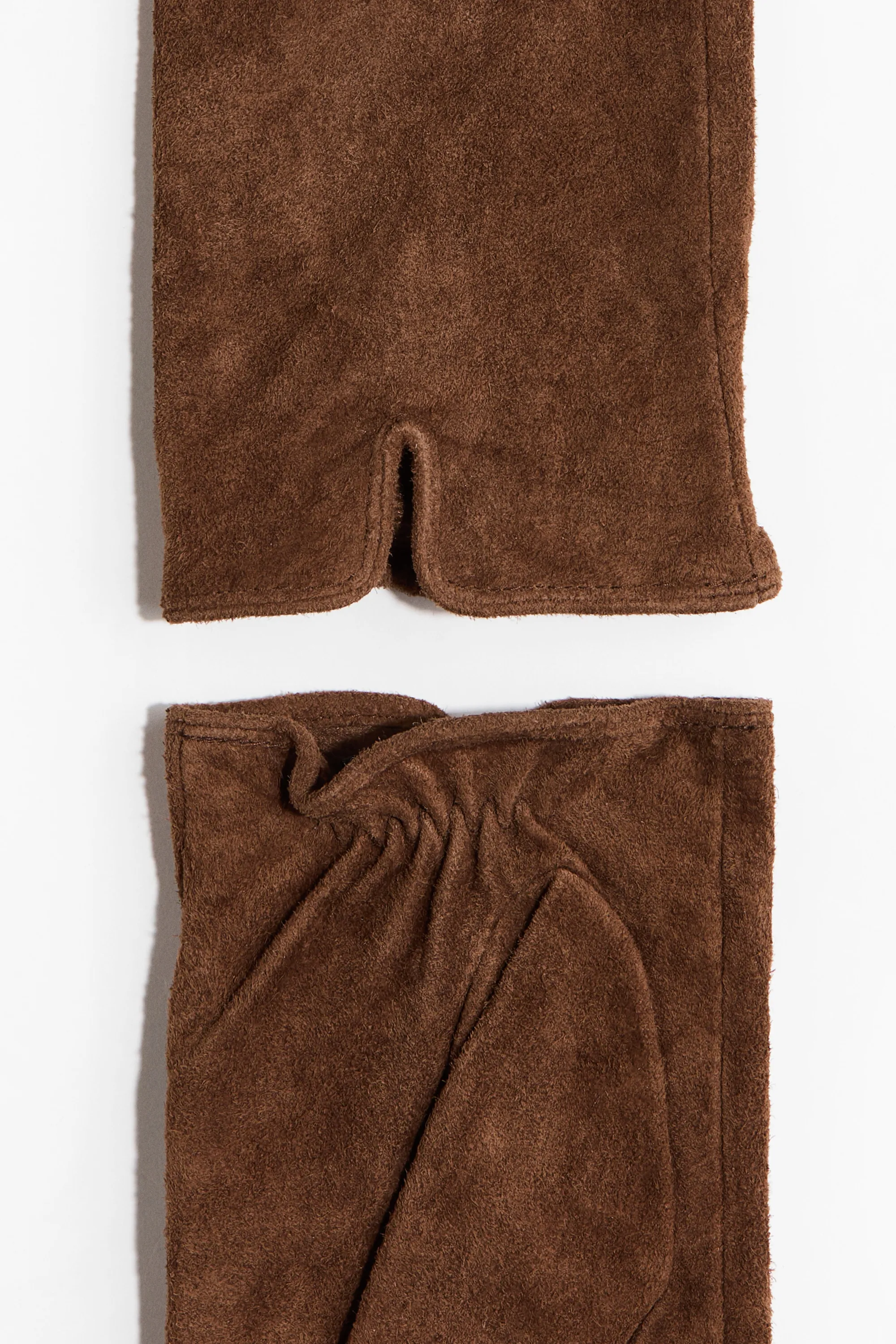 Gants en cuir velours - Marron