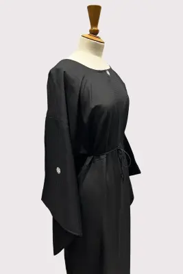 Robe kimono en soie noire semi-transparente — photo 5
