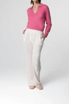 Pantalon Crème en Lin / Elasthanne