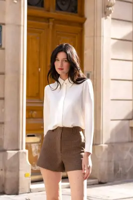 Lennon Shorts - Brown houndstooth — photo 4