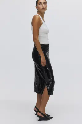 Jupe midi à sequins - Noir — photo 1