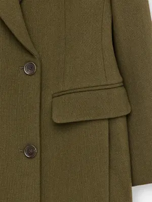 Manteau tailleur en laine mélangée - Vert foncé — photo 2