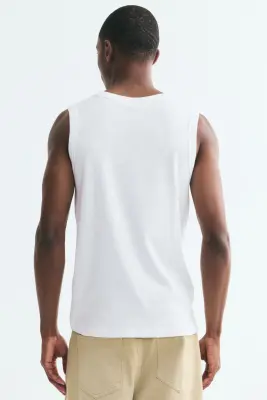 Débardeur côtelé Slim Fit - Blanc — photo 2