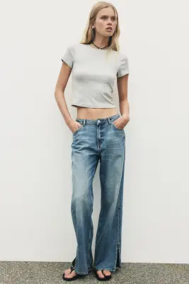 Wide Regular Waist Jeans - Bleu denim — photo 1